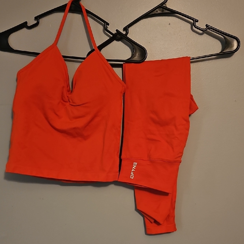 DGYNE Women's Red Halter Top and Leggings Set